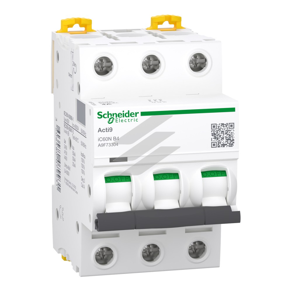 Автоматичний вимикач Acti9 iC60N 3Р 4A крива відключення B, Schneider Electric