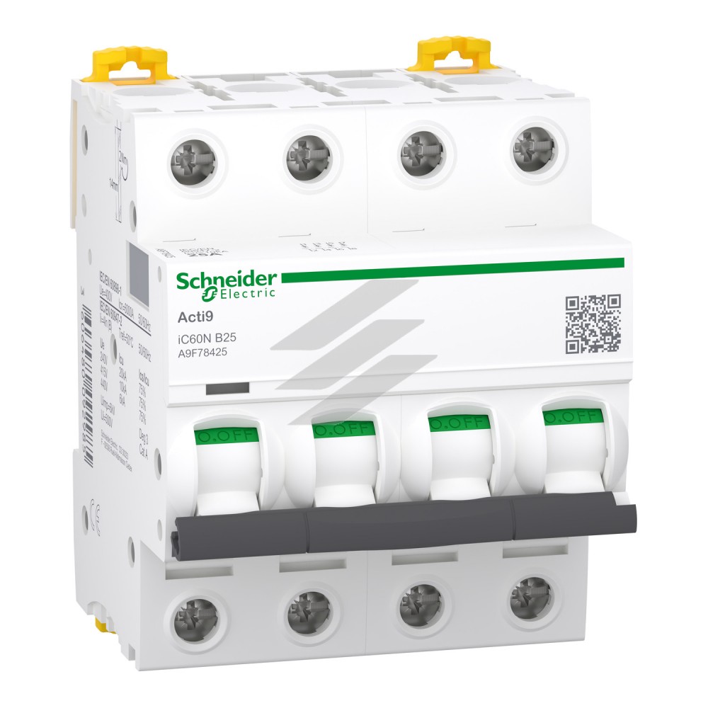 Автоматичний вимикач Acti9 iC60N 4Р 25A крива відключення B, Schneider Electric