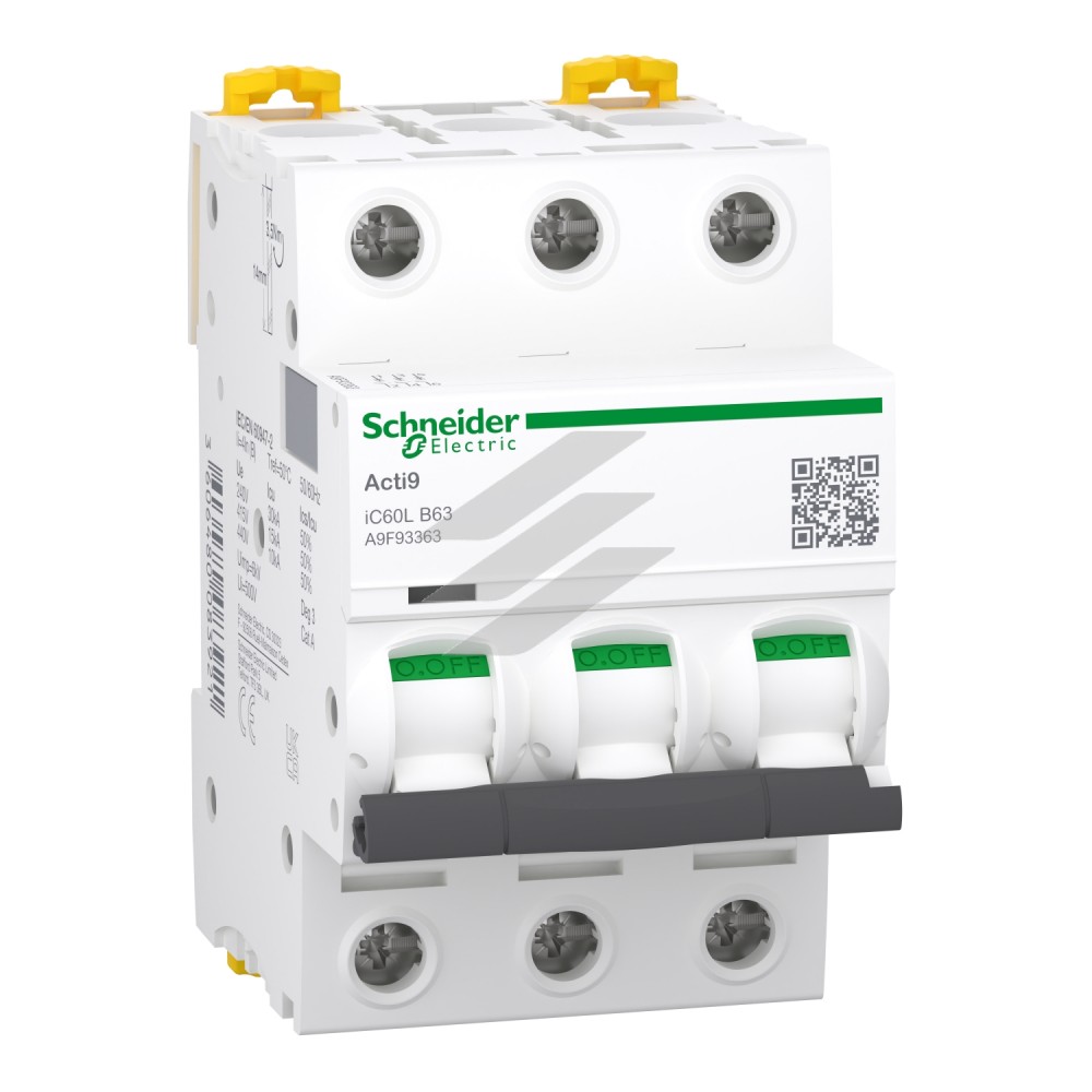 Автоматичний вимикач Acti9 iC60L 3Р 63A крива відключення B, Schneider Electric
