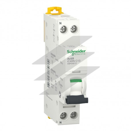 Автоматичний вимикач Acti9 iC40N, 13A, 1P+N крива відключення C, 6 кА, Schneider Electric