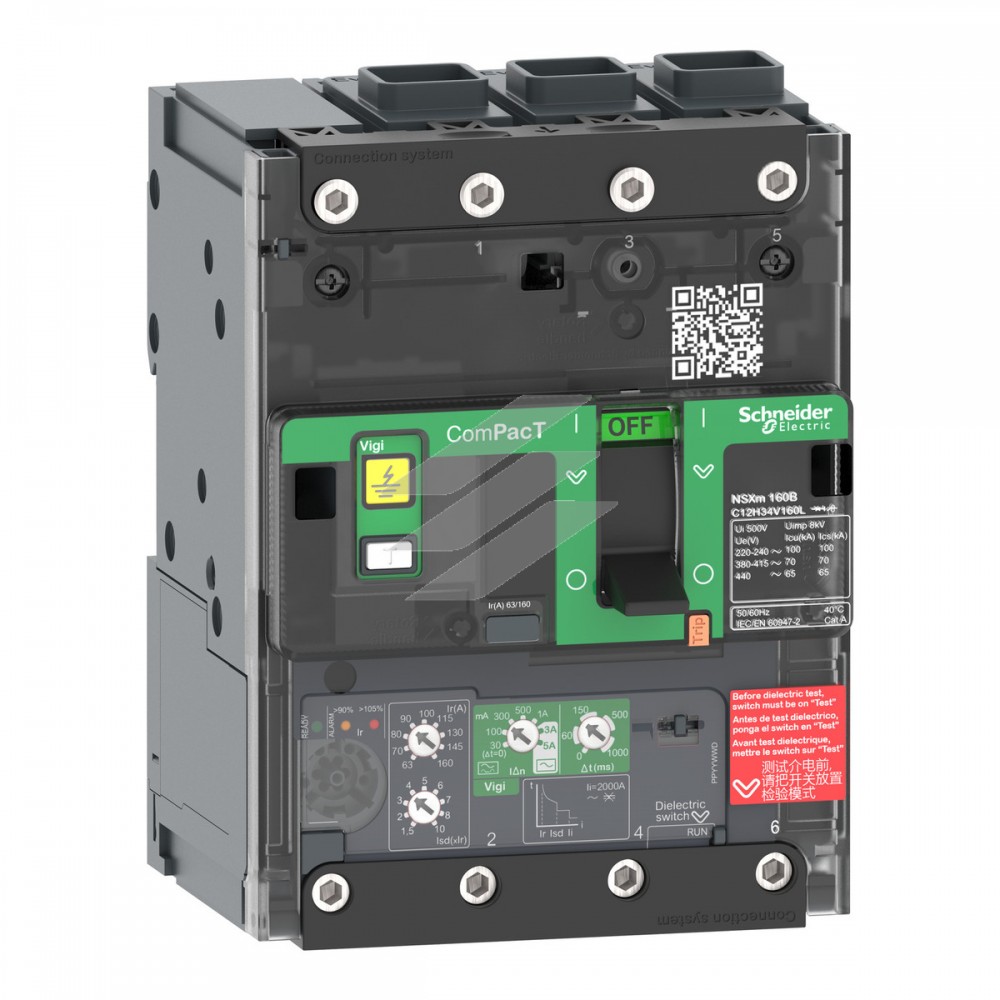 Автоматичний вимикач NSXm160F 36kA 3Р 160A, MicroLogic 4.1, EVL, AC, Schneider Electric