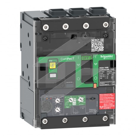 Автоматичний вимикач NSXm160F 36kA 3Р 160A, MicroLogic 4.1, EVL, AC, Schneider Electric