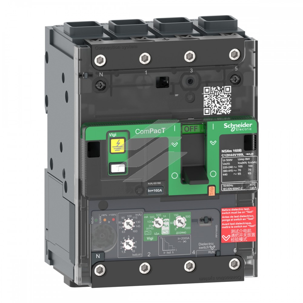 Автоматичний вимикач NSXm100F 36kA 4Р 100A, MicroLogic 4.1, EVL, AC, Schneider Electric
