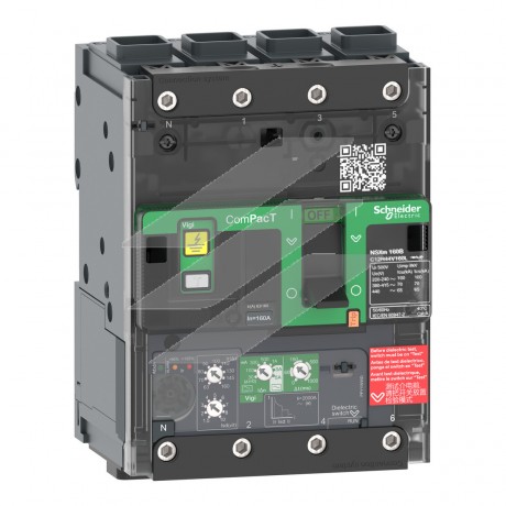 Автоматичний вимикач NSXm100F 36kA 4Р 100A, MicroLogic 4.1, EVL, AC, Schneider Electric