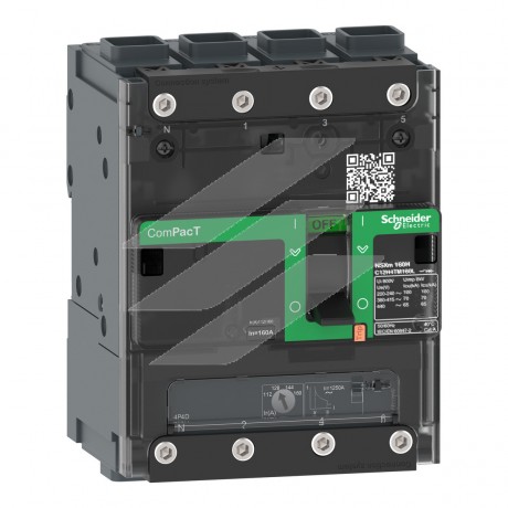 Автоматичний вимикач NSXm100F 36kA, 4Р4D, 80A, TMD, EVL, AC, Schneider Electric