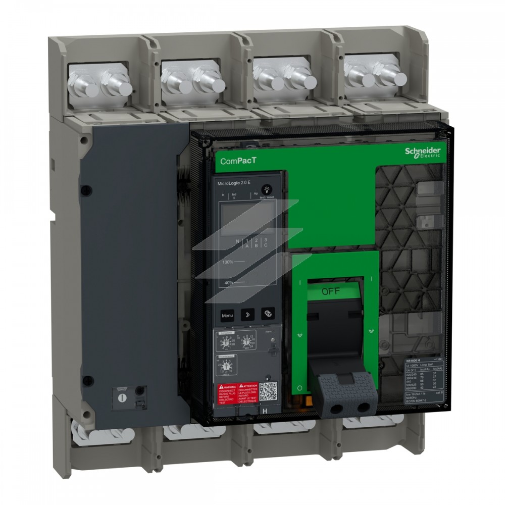 Автоматичний вимикач COMPACT NS1600H 4Р фіксований, MicroLogic 2.0E, Schneider Electric
