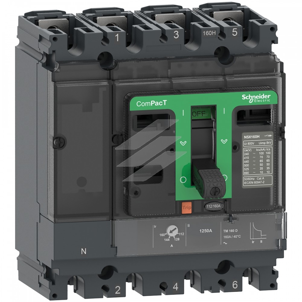 Автоматичний вимикач NSX160H 125А, TMD 4Р 3D 70kA, AC, Schneider Electric
