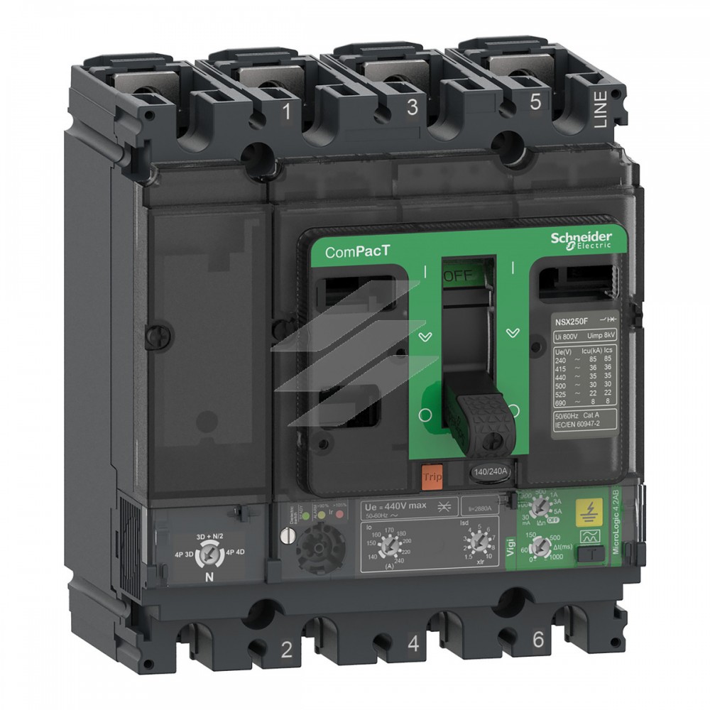 Автоматичний вимикач NSX100F 100A, 4.2AB, 4Р4D 36kA, AC, Schneider Electric