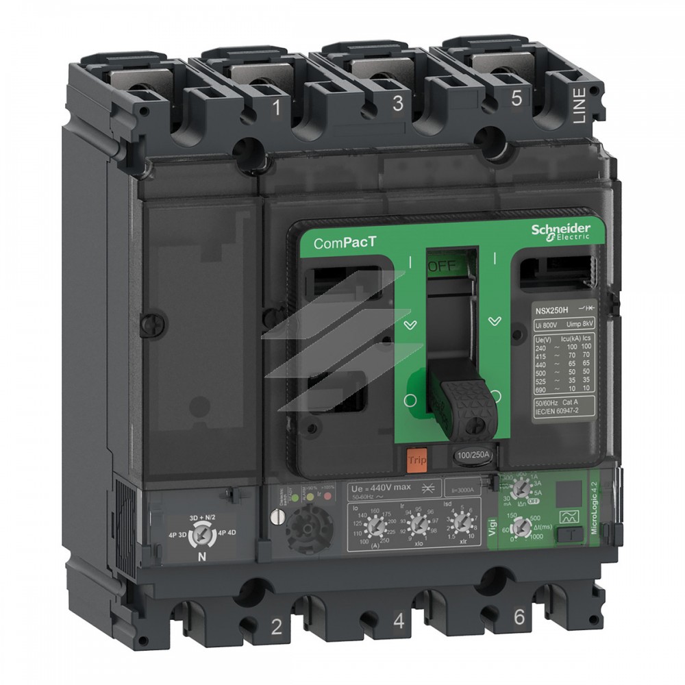 Автоматичний вимикач NSX100F 100A, MicroLogic 4.2, 4Р4D 36kA, AC, Schneider Electric