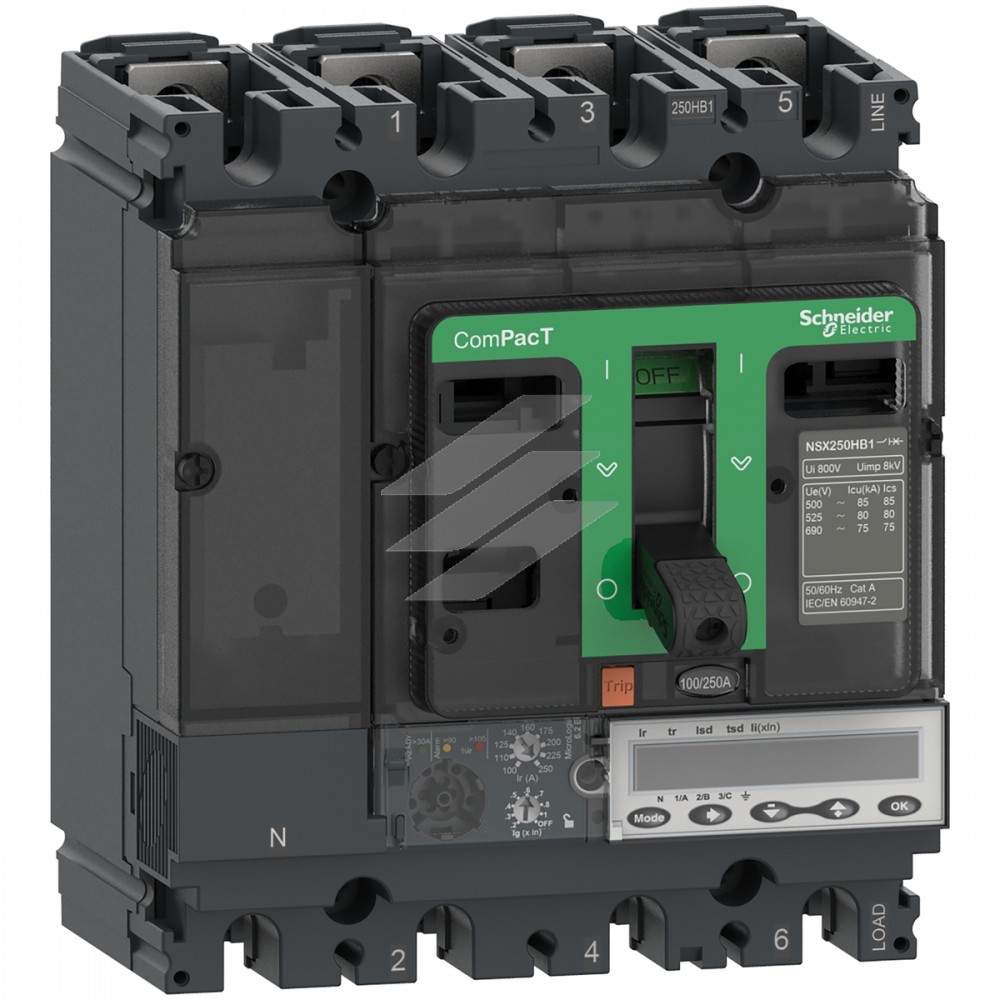 Автоматичний вимикач NSX250R 160A, MicroLogic 6.2E 4Р 200kA, AC, Schneider Electric