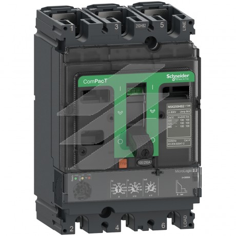 Автоматичний вимикач NSX160H 160A, MicroLogic 2.2, 3P3D 70kA, AC, Schneider Electric