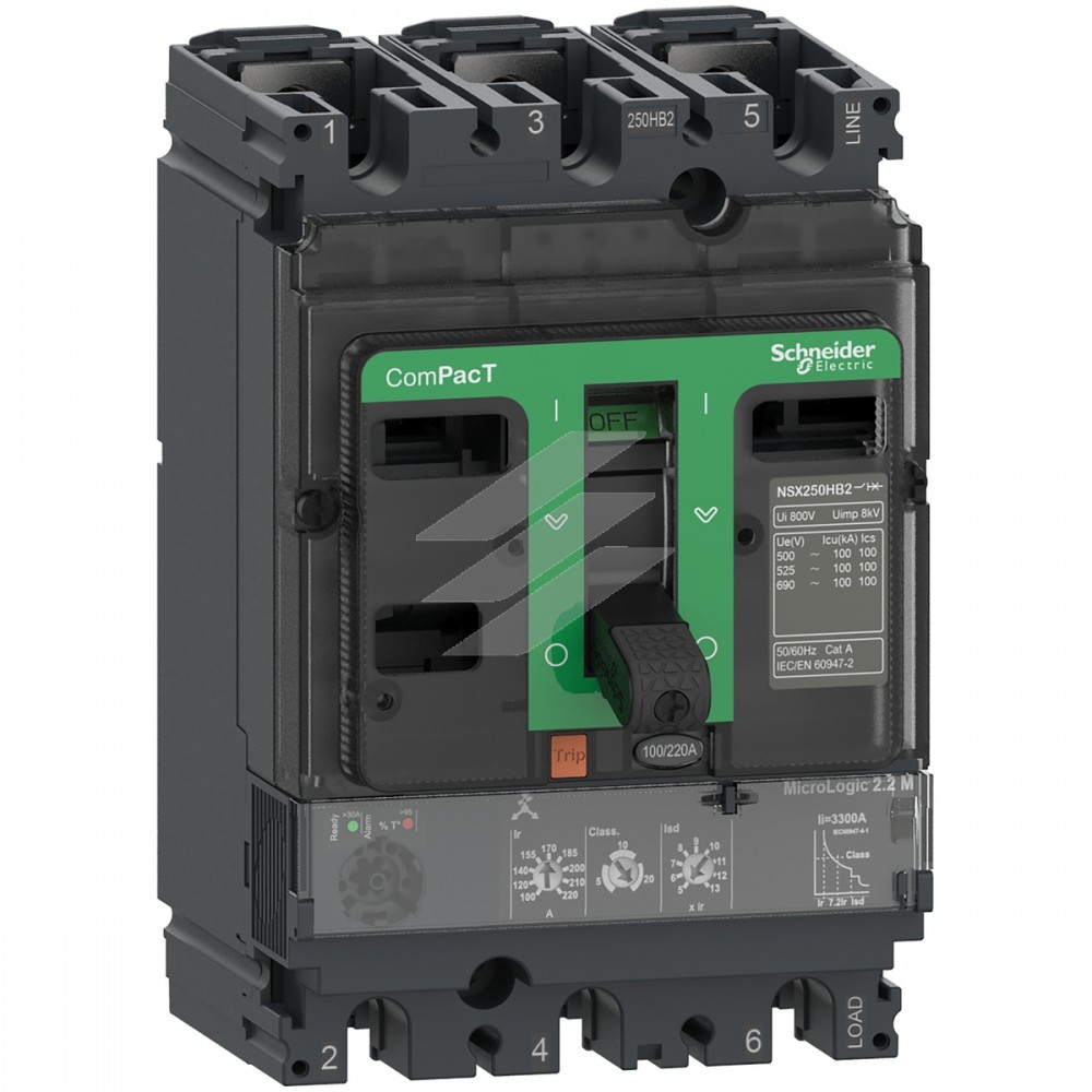 Автоматичний вимикач NSX100R 100A, MicroLogic 2.2 3Р 200kA, AC, Schneider Electric