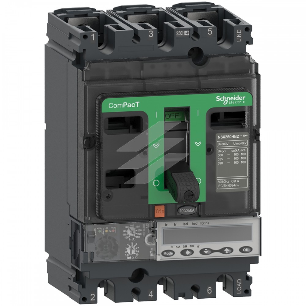 Автоматичний вимикач NSX100HB2 100A, MicroLogic 5.2E 3Р 100kA, AC, Schneider Electric