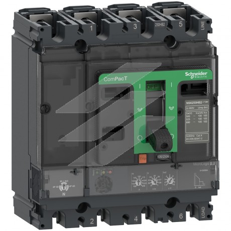 Автоматичний вимикач NSX160B 100A, MicroLogic 2.2 4Р 25kA, AC, Schneider Electric