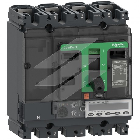 Автоматичний вимикач NSX250R 100A, MicroLogic 5.2E 4Р 200kA, AC, Schneider Electric