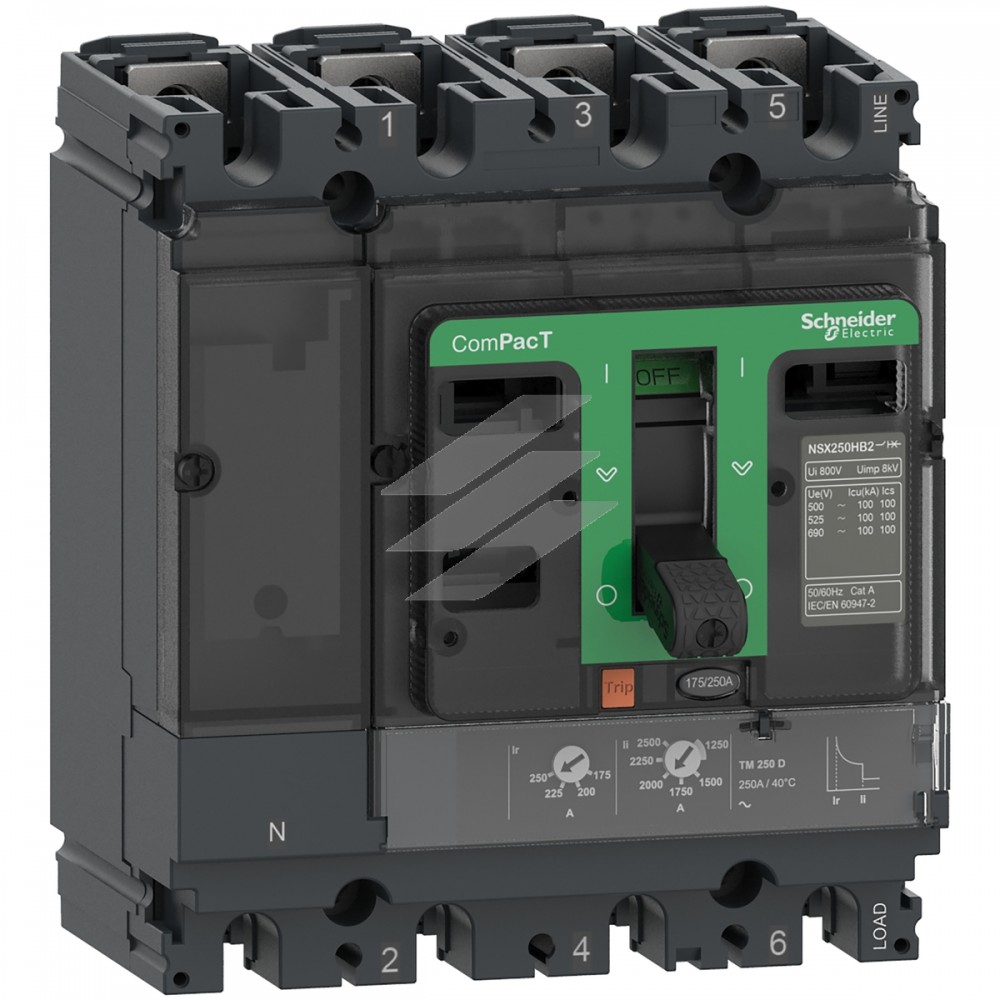 Автоматичний вимикач NSX250F, 200А, TMD, 4Р4D 36kA, AC, Schneider Electric