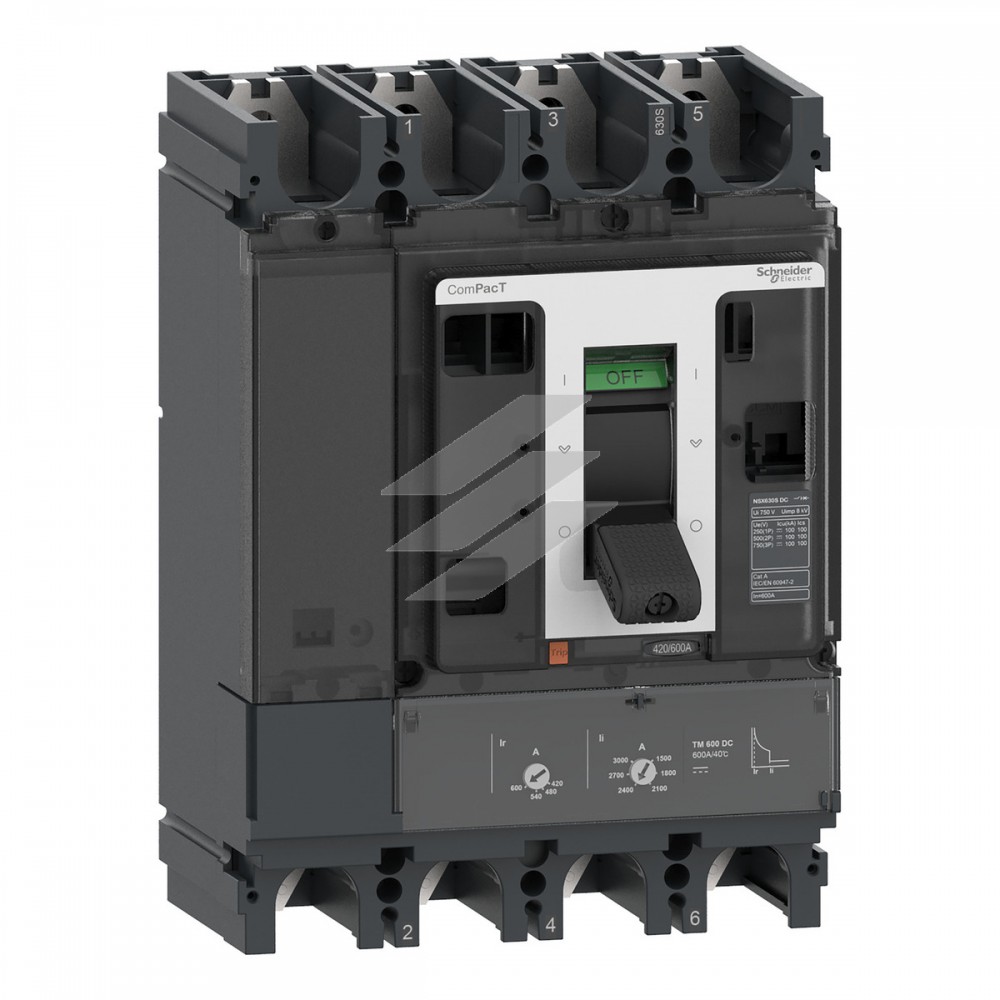 Автоматичний вимикач NSX630F, 600А, TMD 4Р 36kA, DC, Schneider Electric