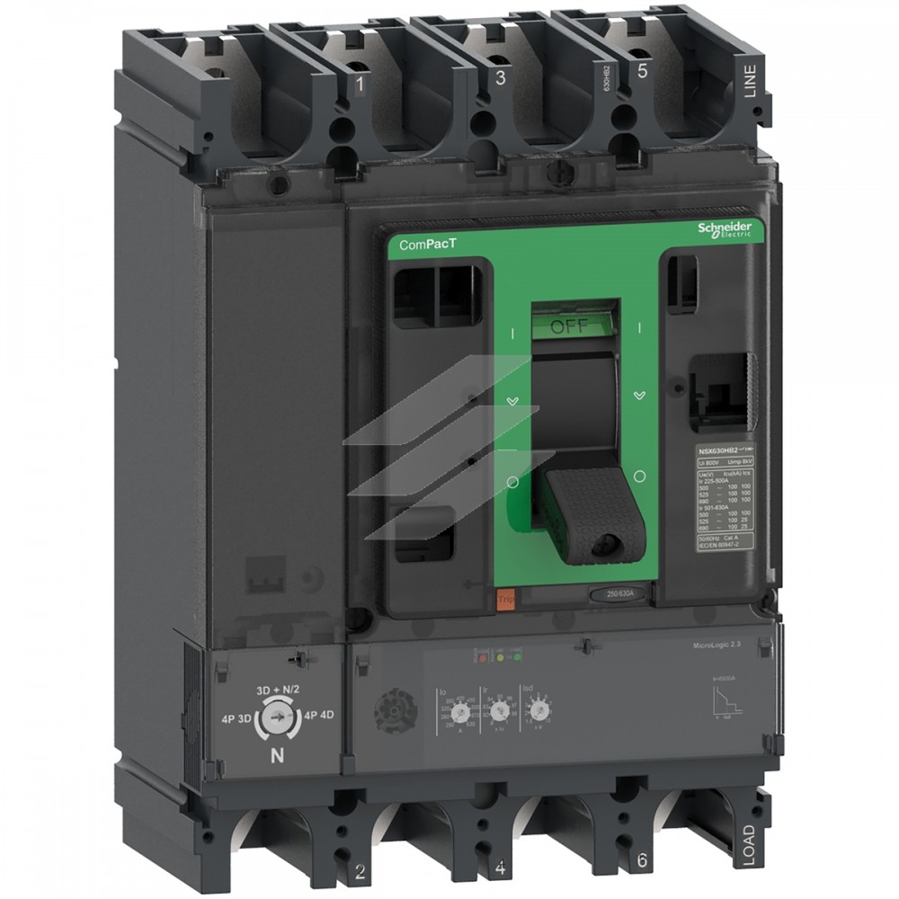 Автоматичний вимикач NSX630HB2, 630А, 2.3 4Р 100kA, AC, Schneider Electric