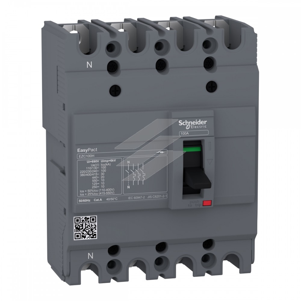 Автоматичний вимикач EASYPACT EZC100H 4Р 30кА 100А, Schneider Electric