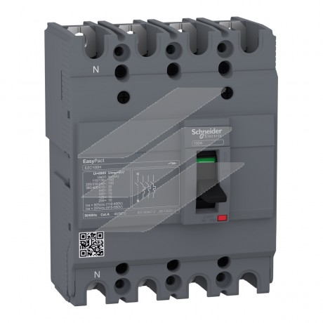 Автоматичний вимикач EASYPACT EZC100H 4Р 30кА 100А, Schneider Electric