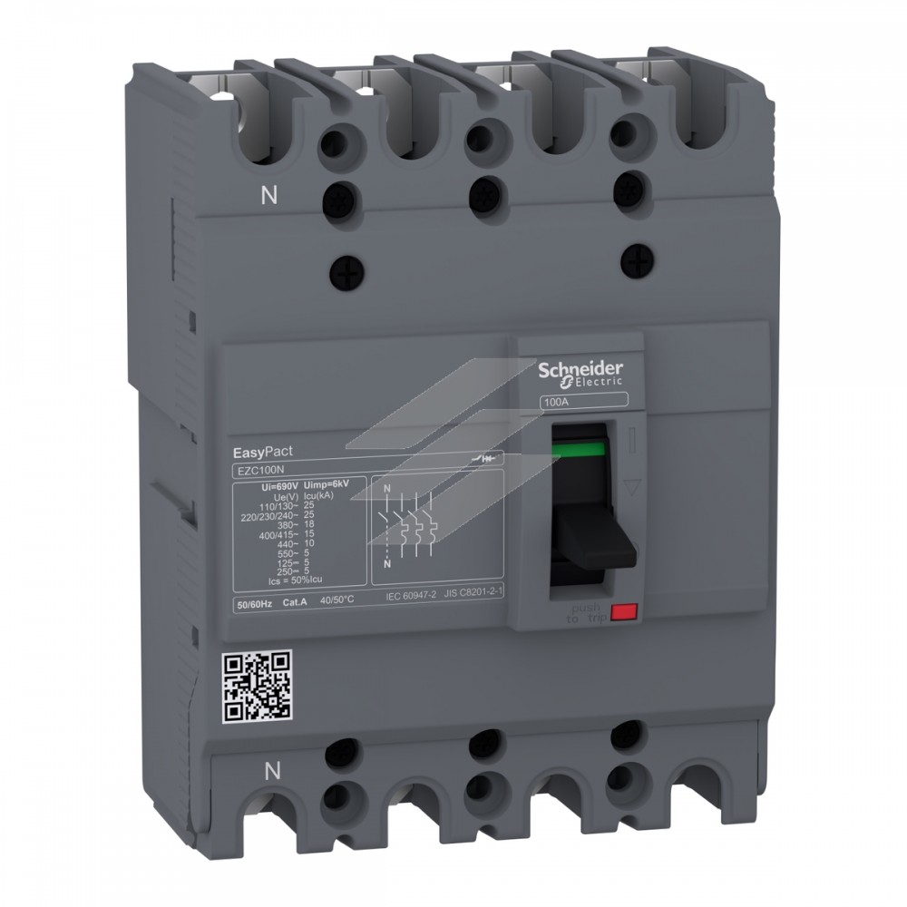 Автоматичний вимикач EASYPACT EZC100N 4Р 15кА 50А, Schneider Electric