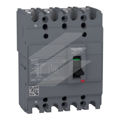Автоматичний вимикач EASYPACT EZC100N 4Р 15кА 50А, Schneider Electric