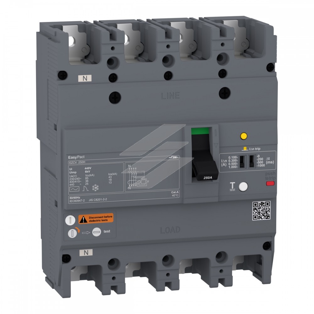 Автоматичний вимикач EASYPACT EZCV250H, 4P3D, 36кА 63А, Schneider Electric