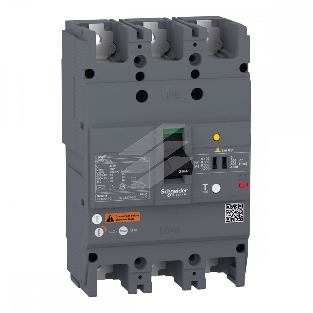 Автоматичний вимикач EASYPACT EZCV250N, 3P3D, 25кА, 250А, Schneider Electric