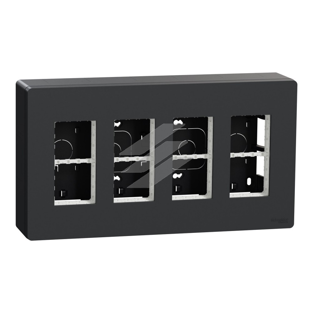 Блок UNICA SYSTEM, відкрита установка, 4х2, антрацит, Schneider Electric