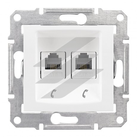 Розетка телефонна, RJ11, подвійна, (Білий) Sedna , Schneider Electric