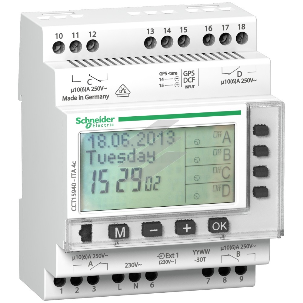 Багатофункційний таймер, 4 канали, Schneider Electric
