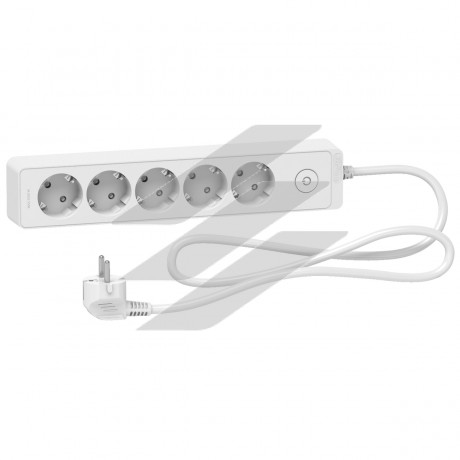 Подовжувач на 5 розеток, з заземленням, білий колір, 1.5м, Schneider Electric