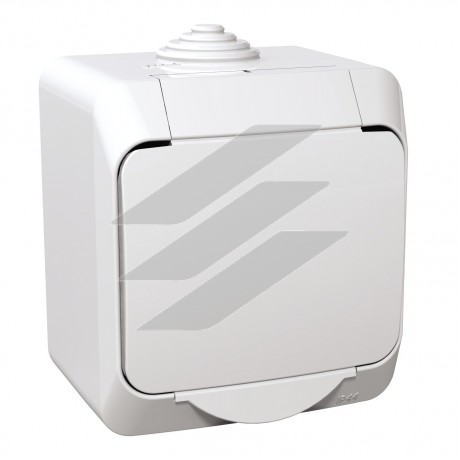 Розетка Cedar Plus із заземленням, шторками та кришкою, білий колір 16А, 250В, IP44, Schneider Electric