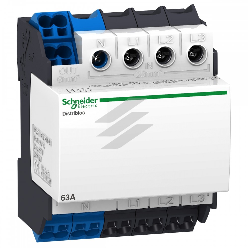 Розподільчий блок DISTRIBLOC 4Р 63а, підключення зверху, Schneider Electric
