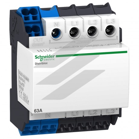Розподільчий блок DISTRIBLOC 4Р 63а, підключення зверху, Schneider Electric