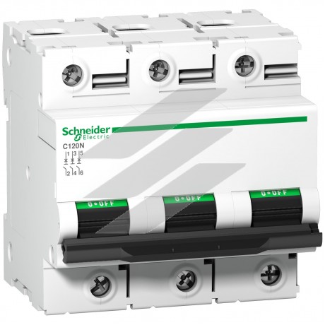 Автоматичний вимикач Acti9 C120N 3Р 100A крива відключення B, Schneider Electric