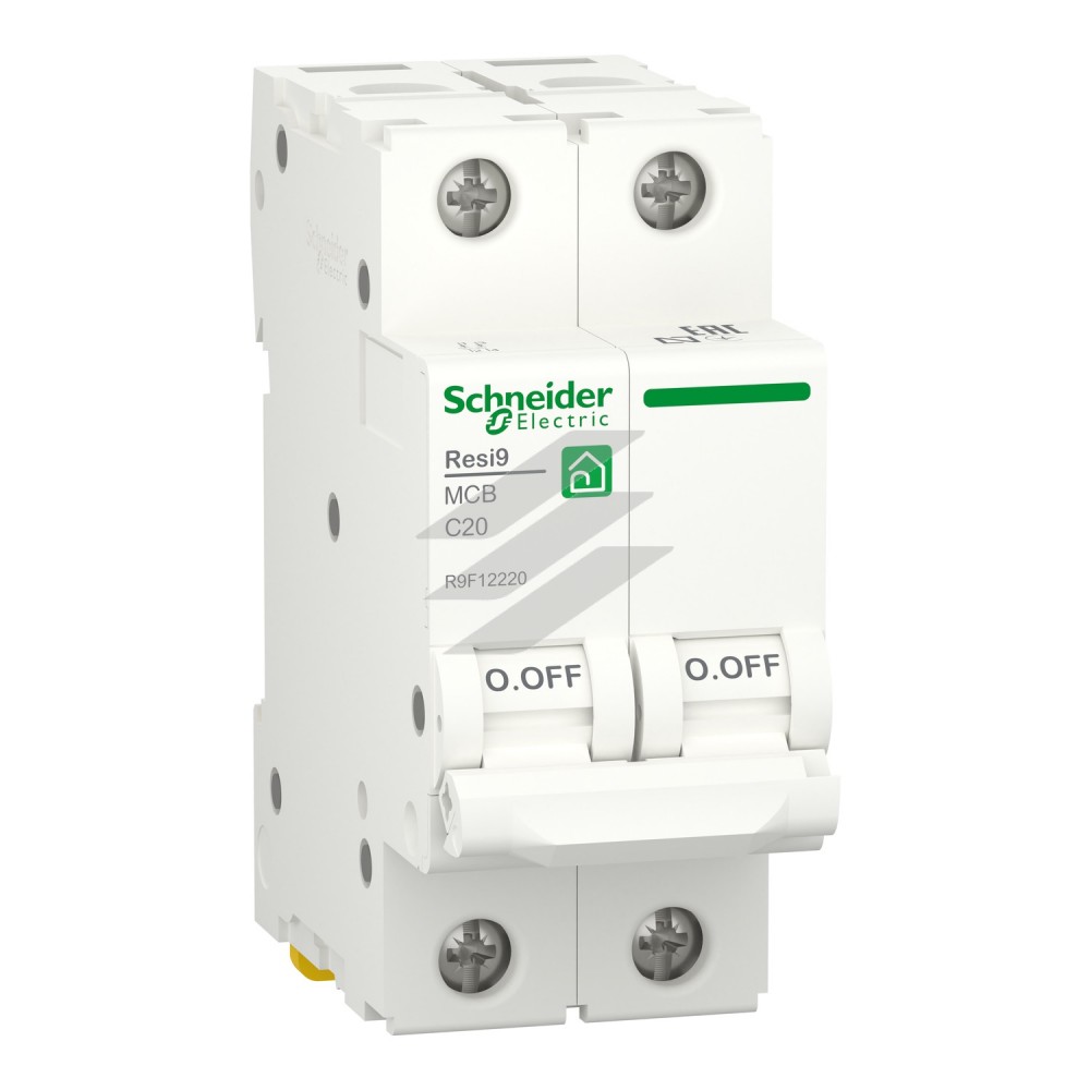 Автоматичний вимикач RESI9 6kA 2Р 20А, крива відключення C, Schneider Electric