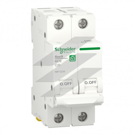 Автоматичний вимикач RESI9 6kA 2Р 20А, крива відключення C, Schneider Electric