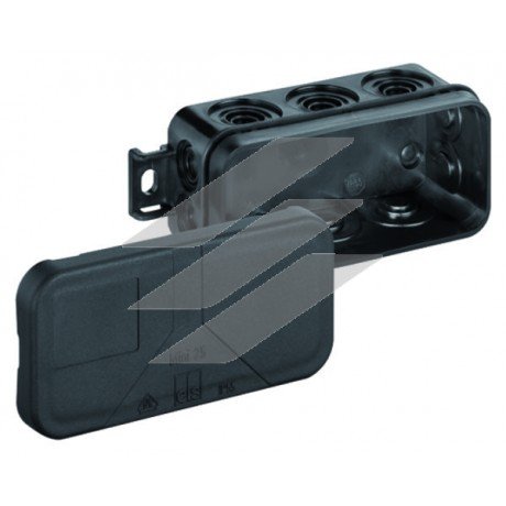 Розподільча коробка Mini 25-L/sw (89х43х37мм), порожня, 10 вводів (2 вводи на днищі), IP55, чорна, Spelsberg