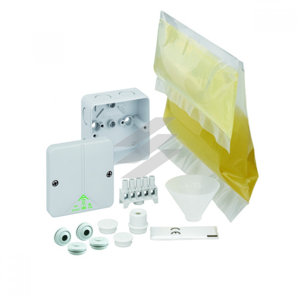 Розподільча коробка Abox 025 XT-2,5² (80x80x52) під заливку смолою (250ml), полікарбонат, клема 5пол.х2,5мм², метрич. введення 8 місць під M20, IP68, Spelsberg