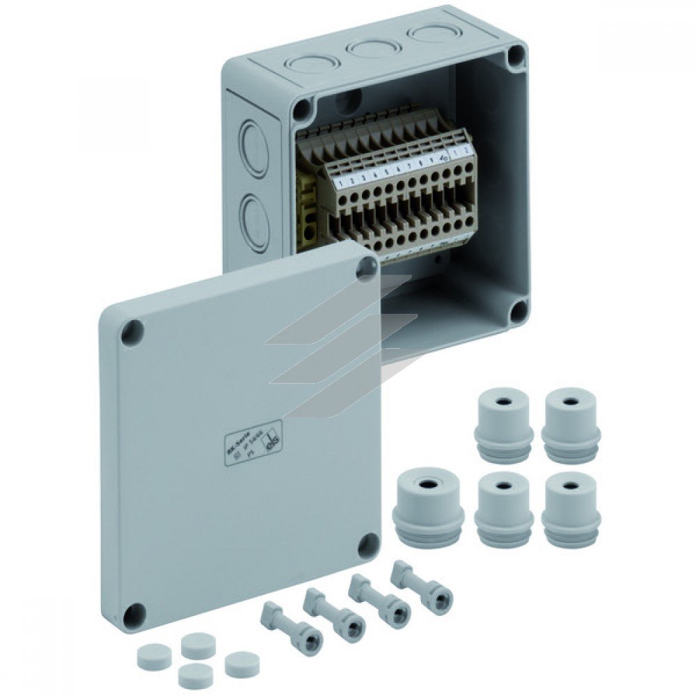 Корпус RK 4/12-12х4² (130х130х75), клема 12пол.х4мм², полістирол, метрич. введення-12 місць (2-М20, 9- М20/25, 1-М25/М32), IP66 Spelsberg