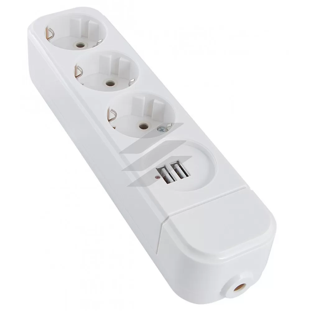 Колодка 3-місна (2Р+РЕ +USB) КП-З-USB-10, Аско-Укрем