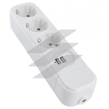 Колодка 3-місна (2Р+РЕ +USB) КП-З-USB-10, Аско-Укрем