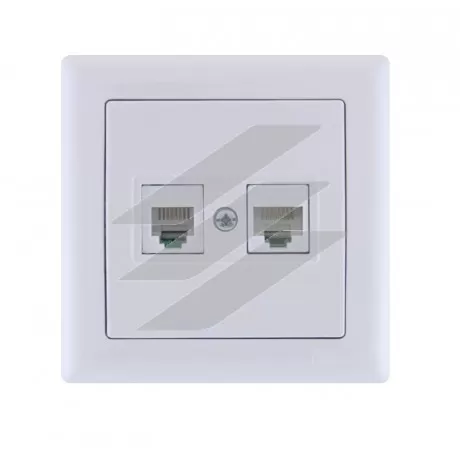 РТК02-00-0-ББ Розетка подвійна комп'ютерна RJ45 (Cat5e) + телефонна RJ12 серія BOLERO (білий), IEK