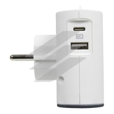 Блок ''КУТОВИЙ'' 2x2К бокові розетки 6А з USB A+C, колір білий з сірим, Legrand