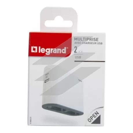 Блок ''КУТОВИЙ'' 2x2К бокові розетки 6А з USB A+C, колір білий з сірим, Legrand