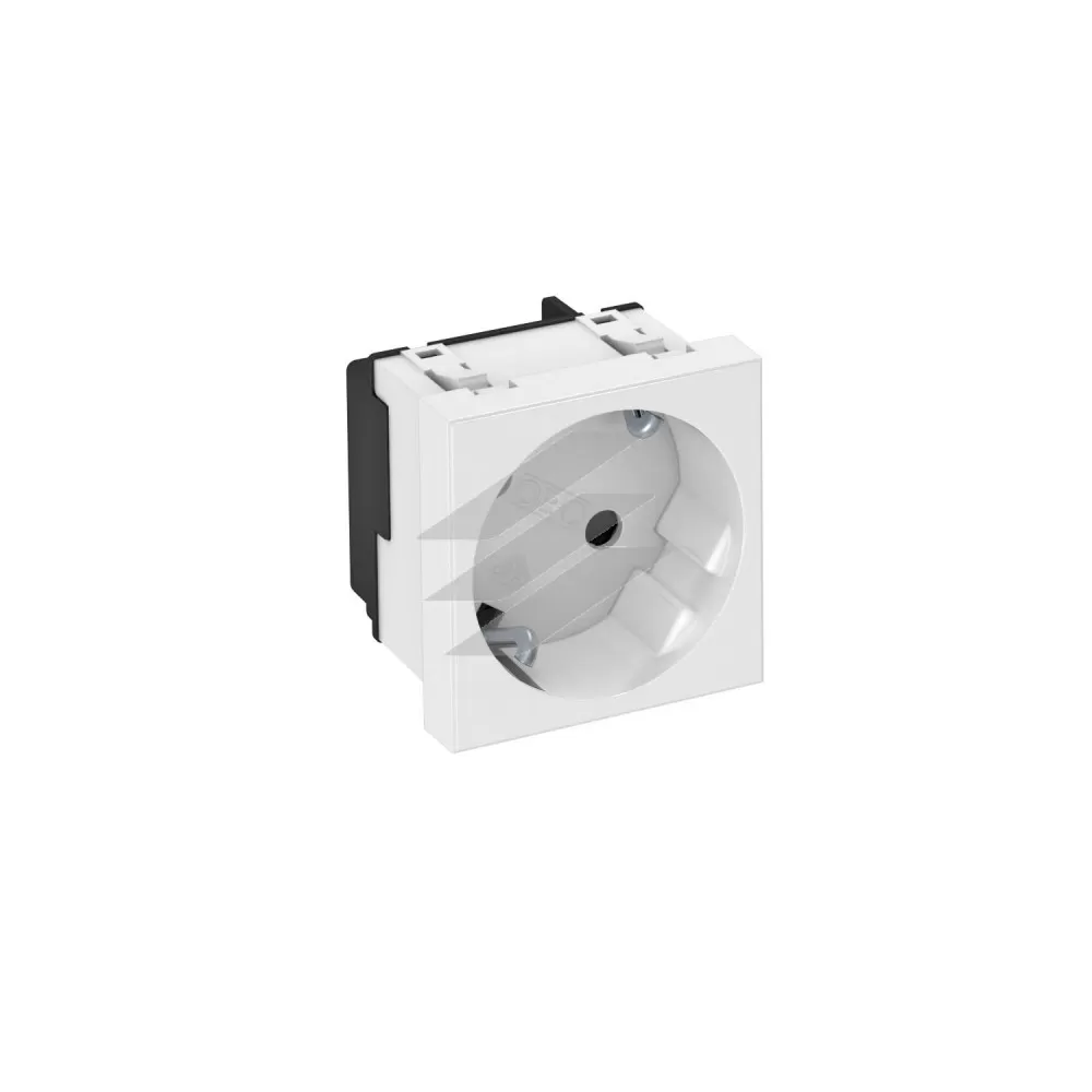 Розетка modul 45 із заземленням та шторками 250V~, 16A, 33˚/біла Bettermann