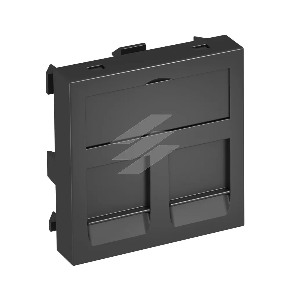 Інформ. панель 45х45, 2 RJ45 R&M: Cat. 5 and Cat. 6, пуста /чорно-сіра, OBO Bettermann