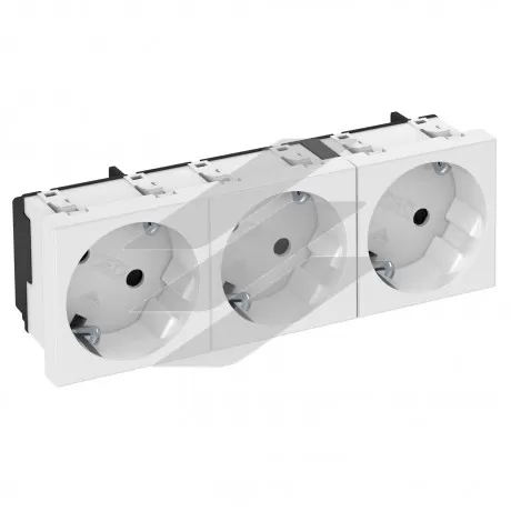 Розетка modul 3x45 із заземленням та шторками 250V~, 16A, 33˚/біла, OBO Bettermann