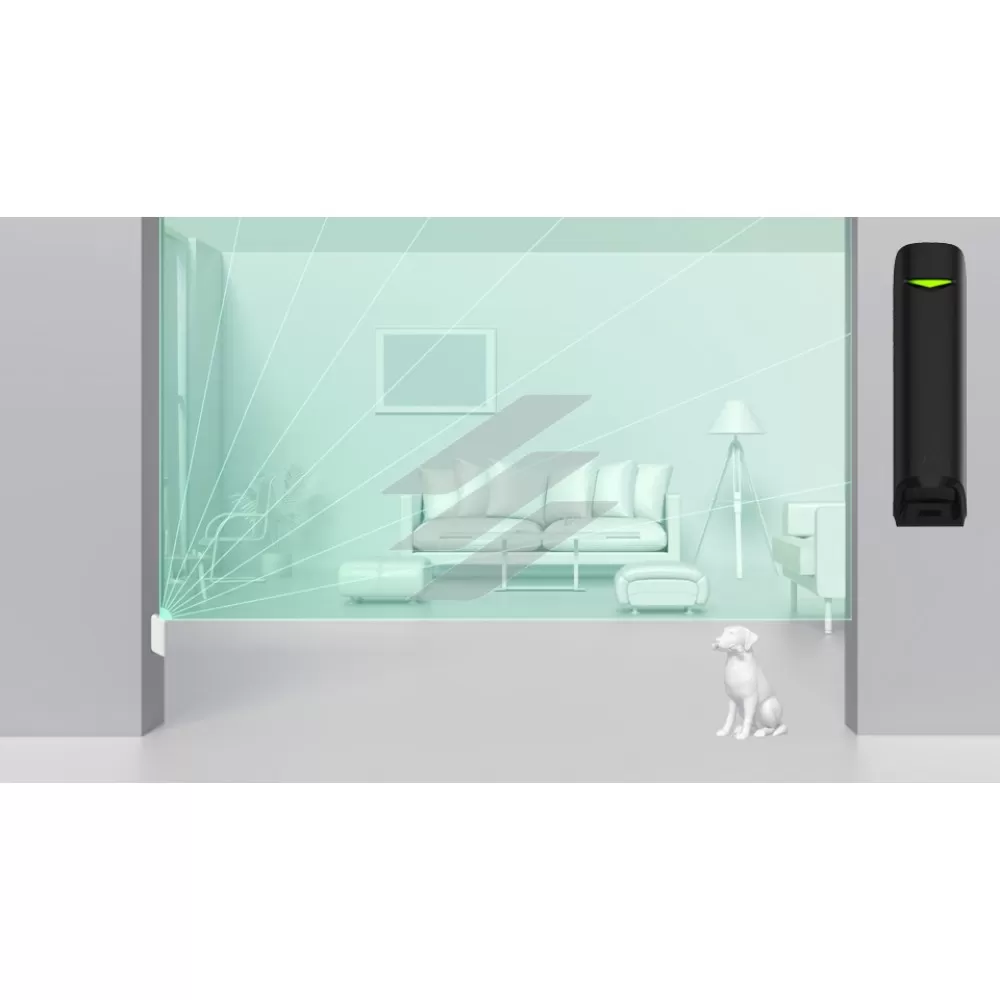 MotionProtect Curtain - Датчик руху з вузьким кутом огляду для приміщень, чорний, AJAX